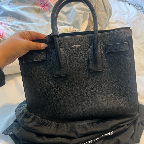 Yves Saint Laurent Handbags - Small grained sac de hour black